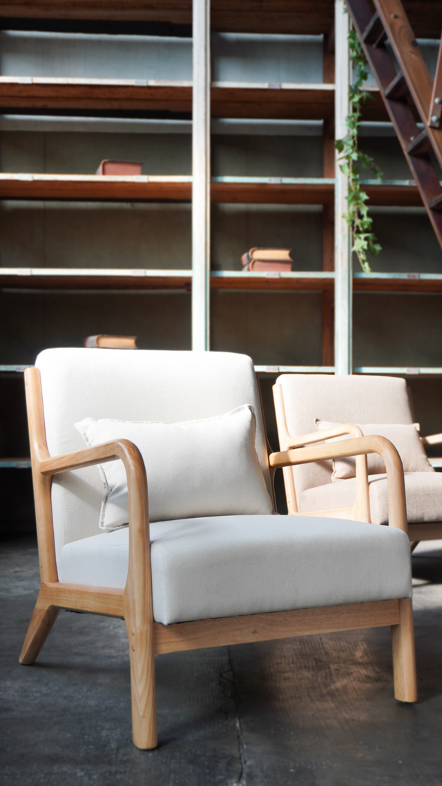 Sillón Olia Off White Base Natural