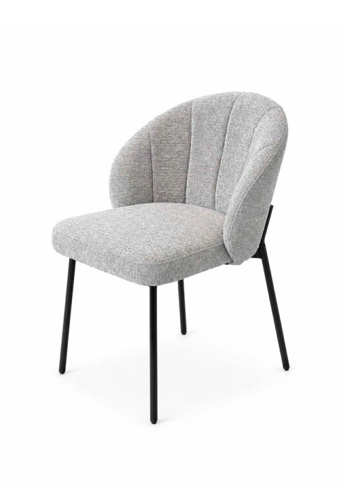 Silla Dublin Chenille Gris Oscuro Base Negra