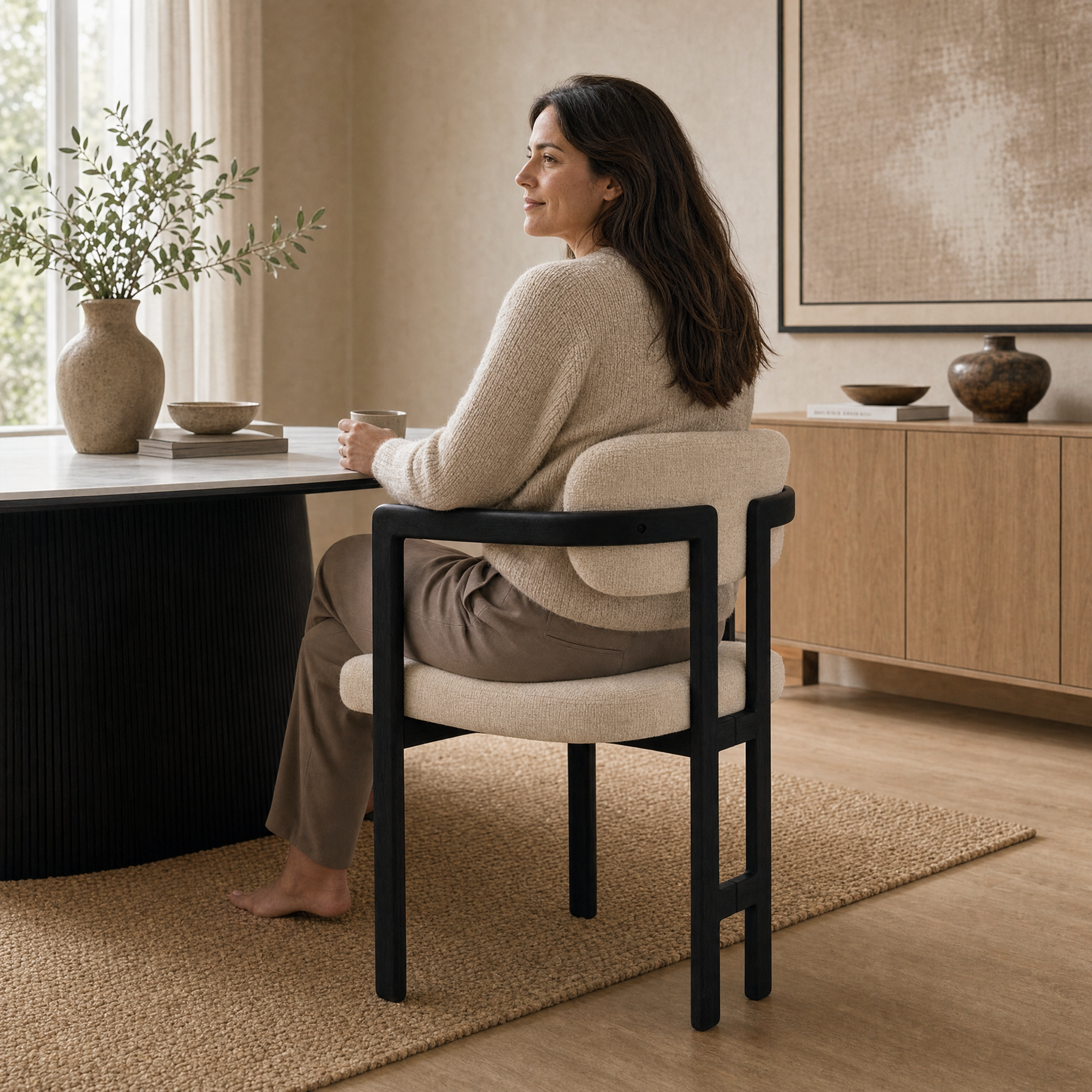 Silla Besaya Beige Base Negra