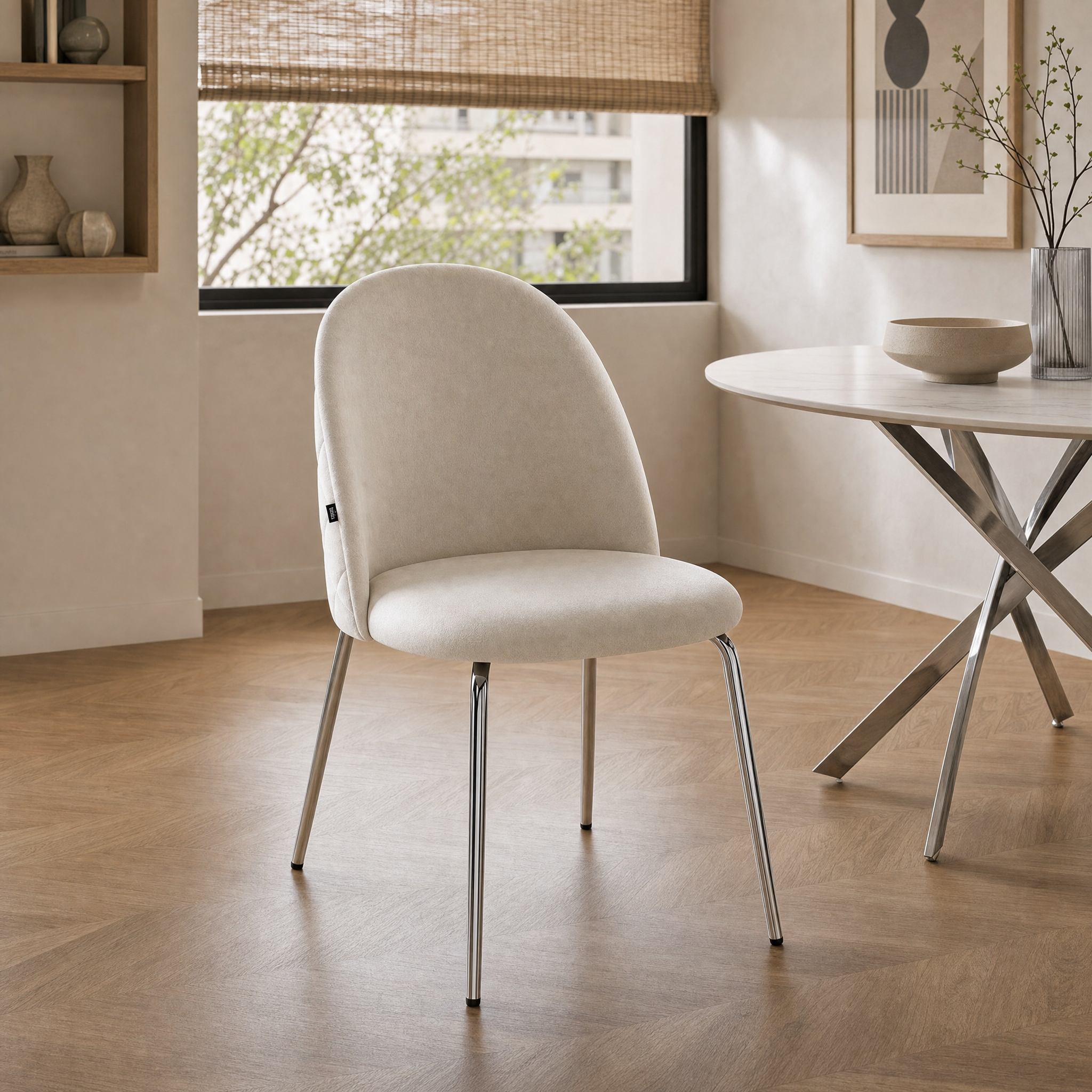 Silla Catania Pana Taupe Base Cromo