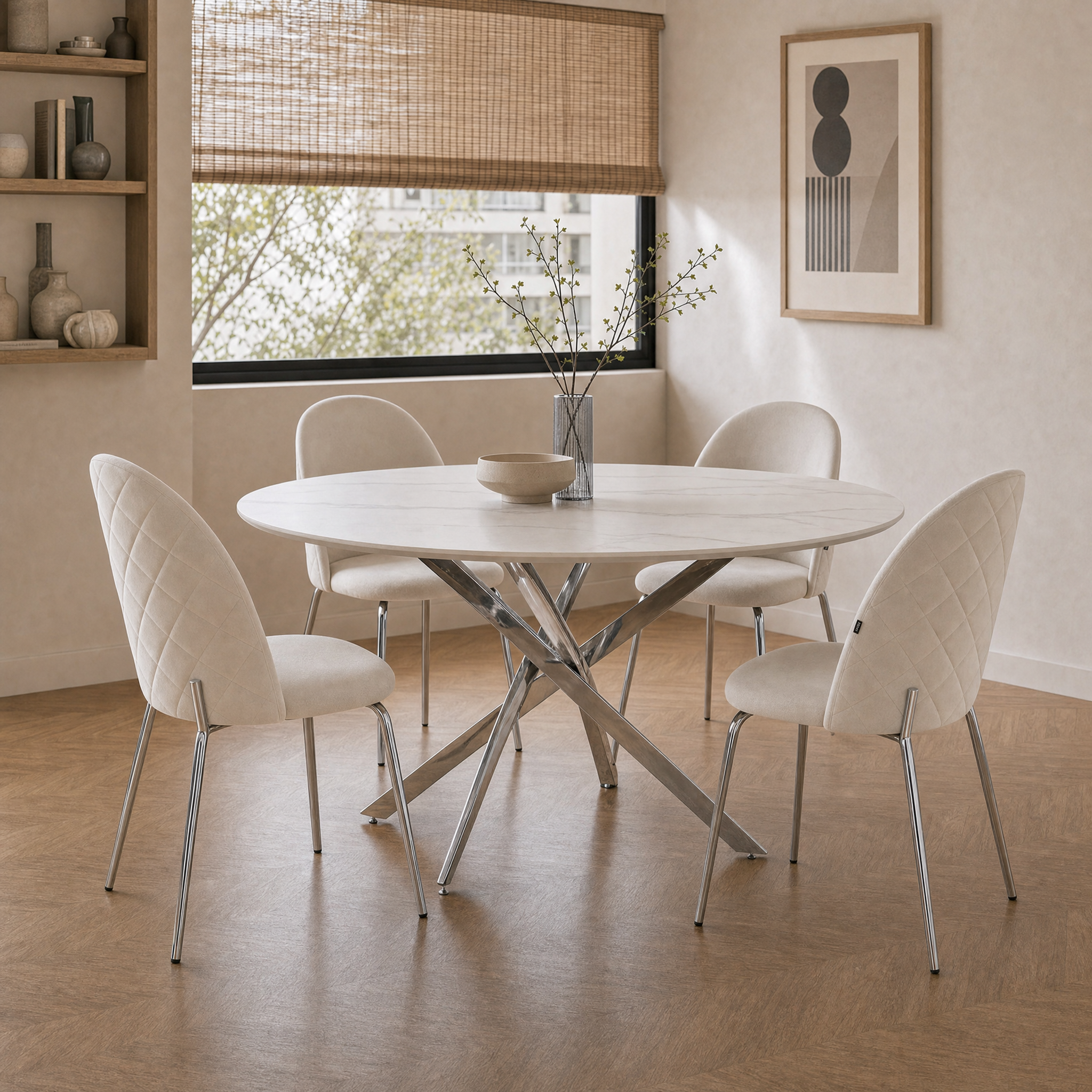 Silla Catania Pana Taupe Base Cromo