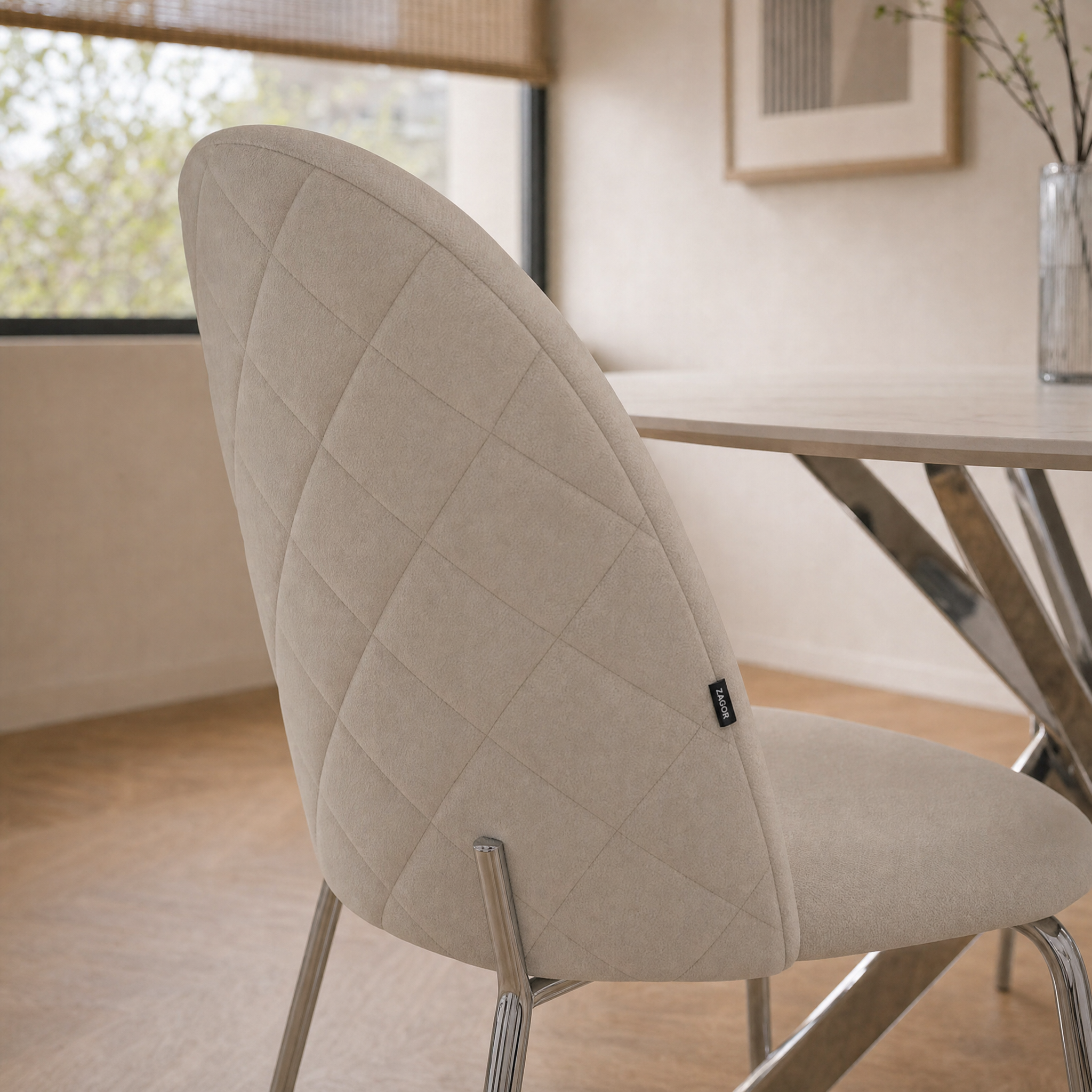 Silla Catania Pana Taupe Base Cromo