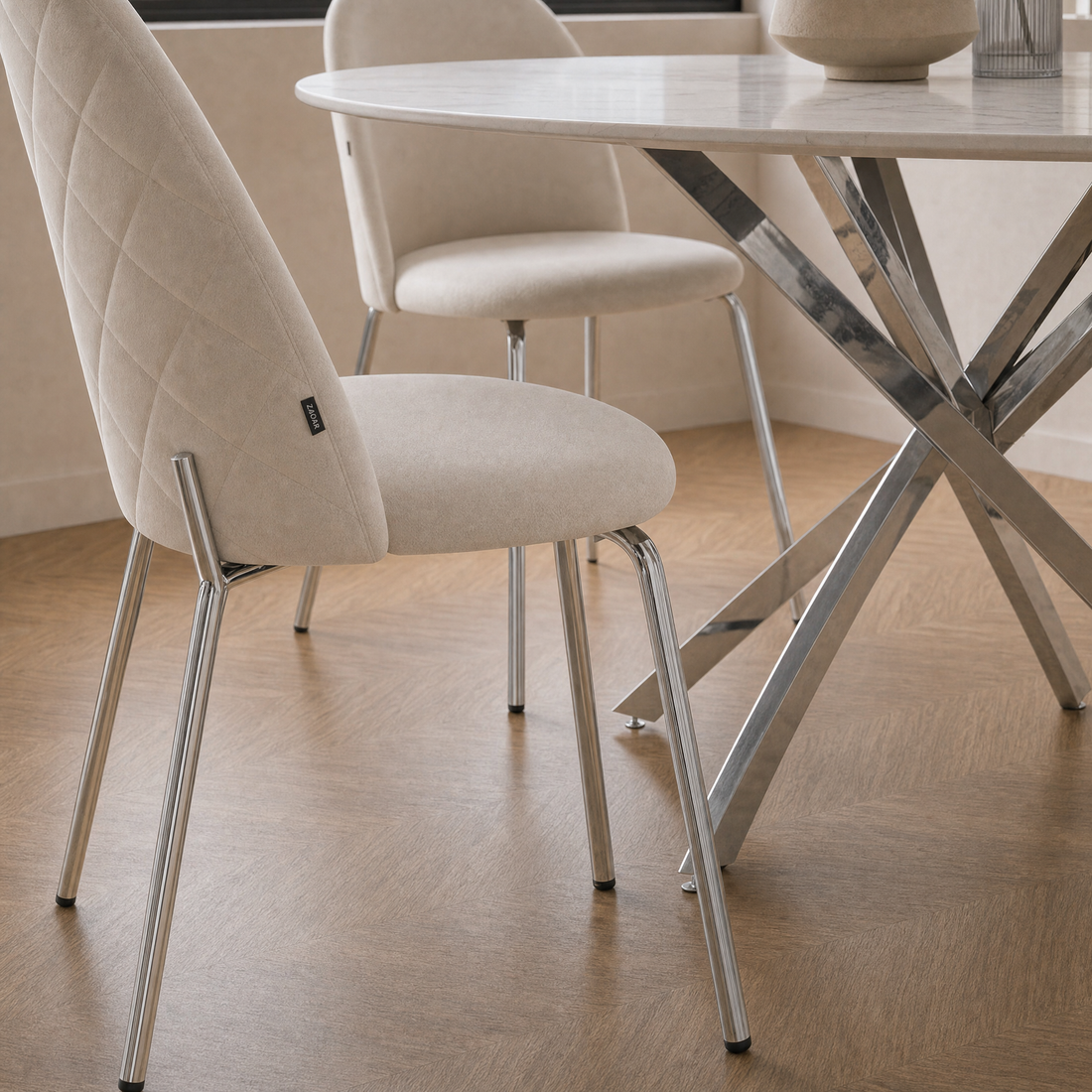 Silla Catania Pana Taupe Base Cromo