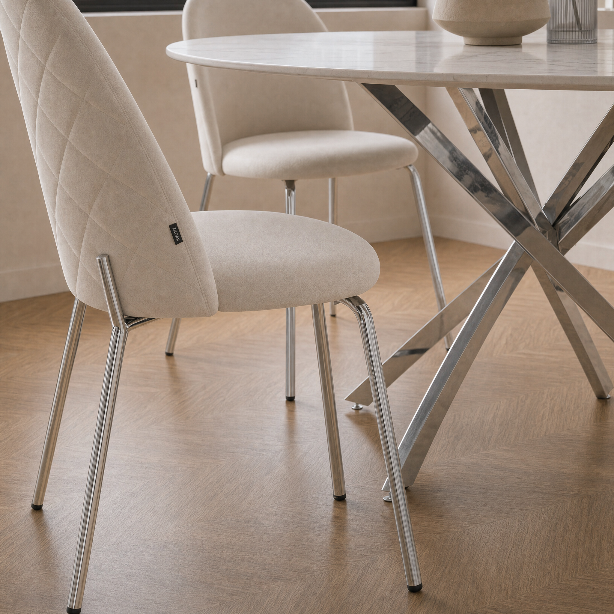 Silla Catania Pana Taupe Base Cromo