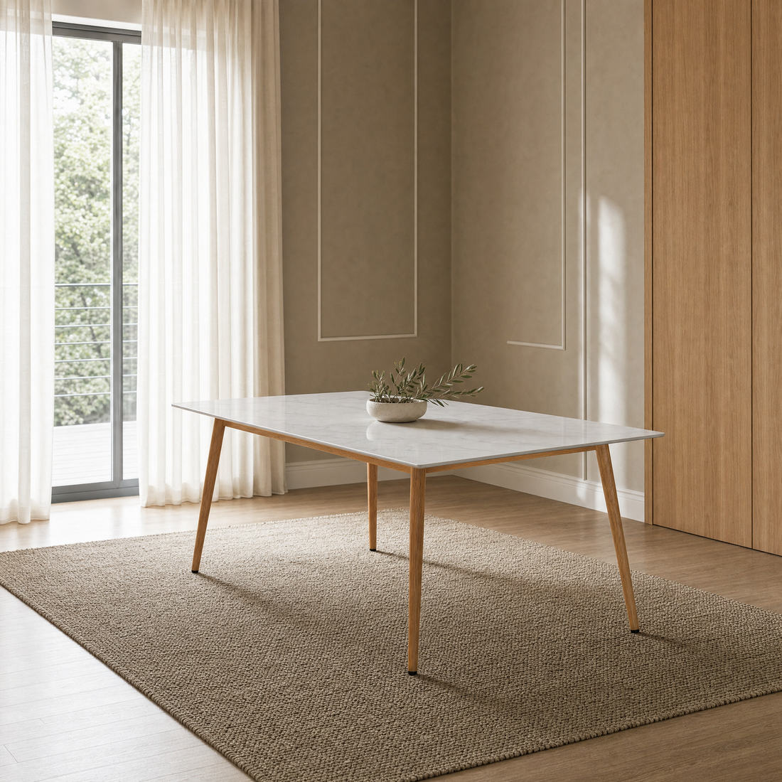 Mesa Aira Calacatta Blanco Brillante Base Natural