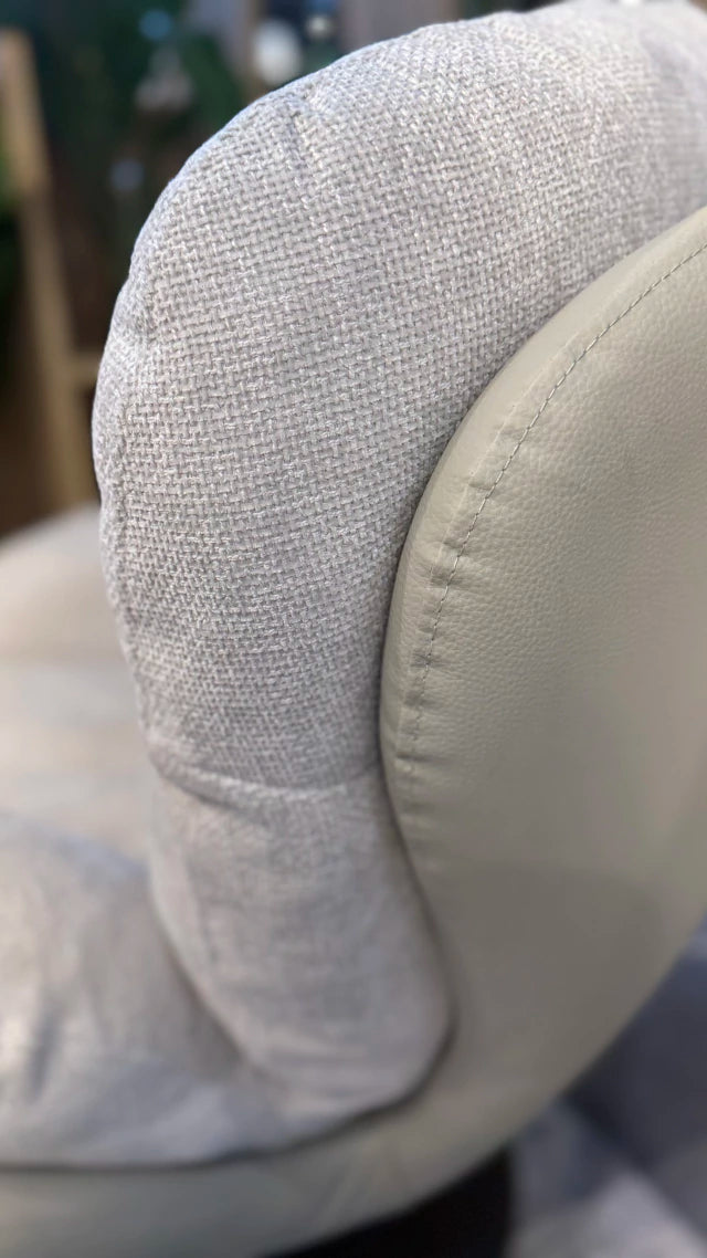Sillón Arman Ecocuero Gris c/Chenille gris Base Circular