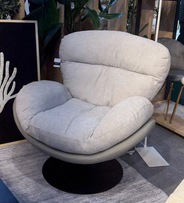 Sillón Arman Ecocuero Gris c/Chenille gris Base Circular