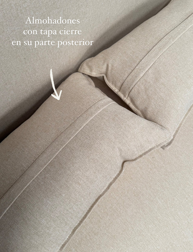 Sillón Olia 2 Cuerpos Chenille Beige Base Natural