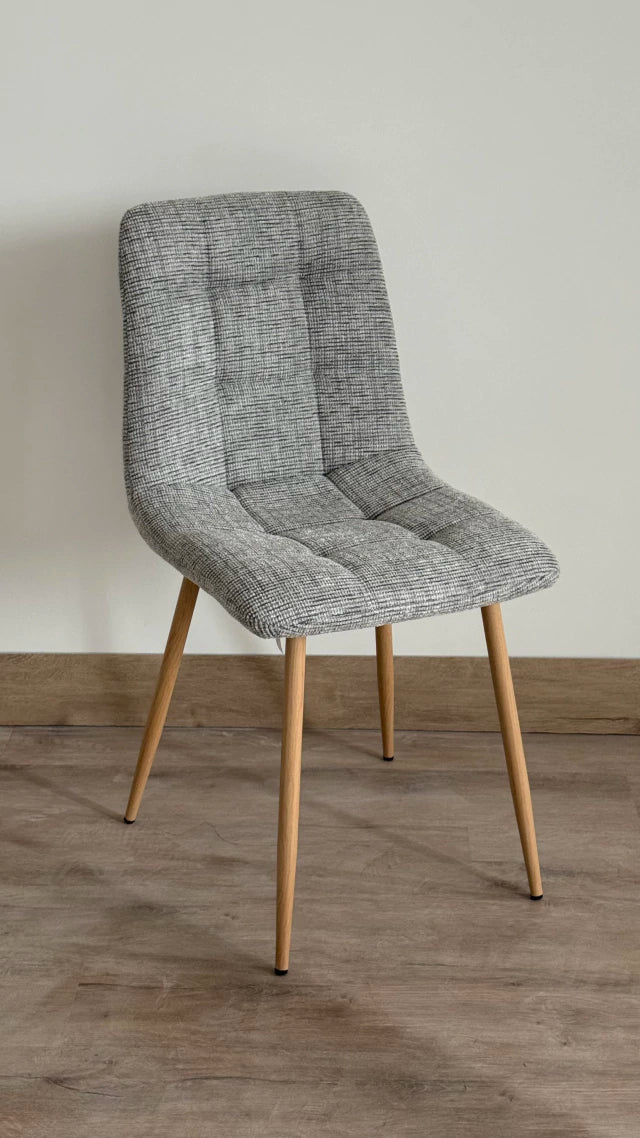 Silla Dallas Chenille Gris Claro Base Natural