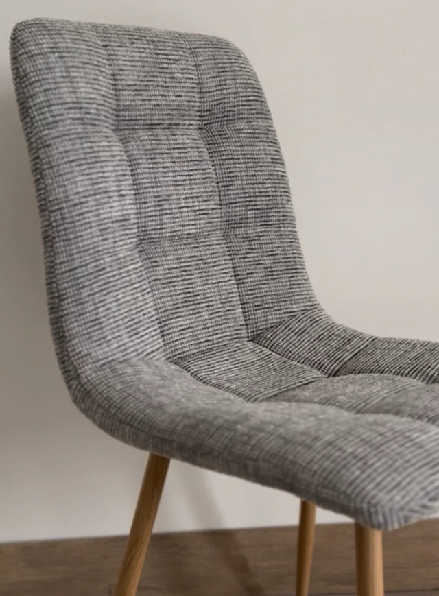 Silla Dallas Chenille Gris Claro Base Natural