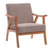Sillón Laurel Chenille Taupe Base Natural