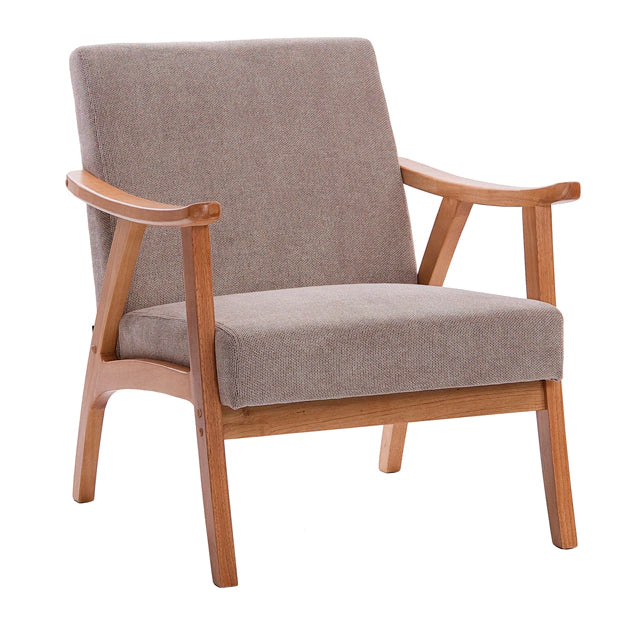 Sillón Laurel Chenille Taupe Base Natural
