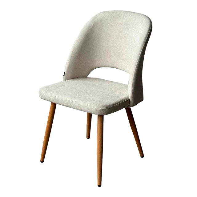 Silla Kendra Gris Claro Chenille Base Natural