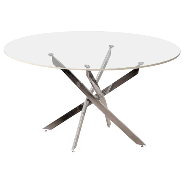 Mesa Muna Vidrio Redonda Base Cromo