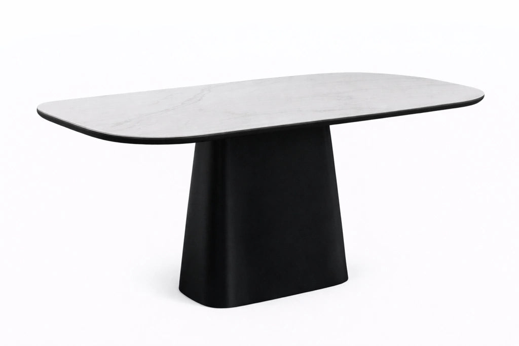 Mesa Tancah Marmol Blanco Base Black