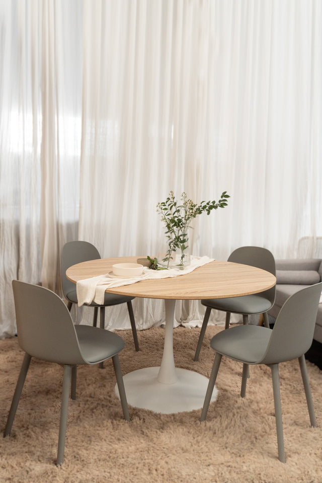 Mesa Noma Tapa Madera Base Blanca
