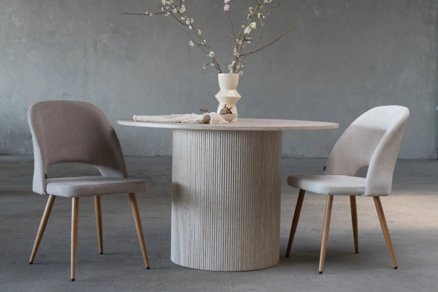 Silla Kendra Chenille Beige Base Natural