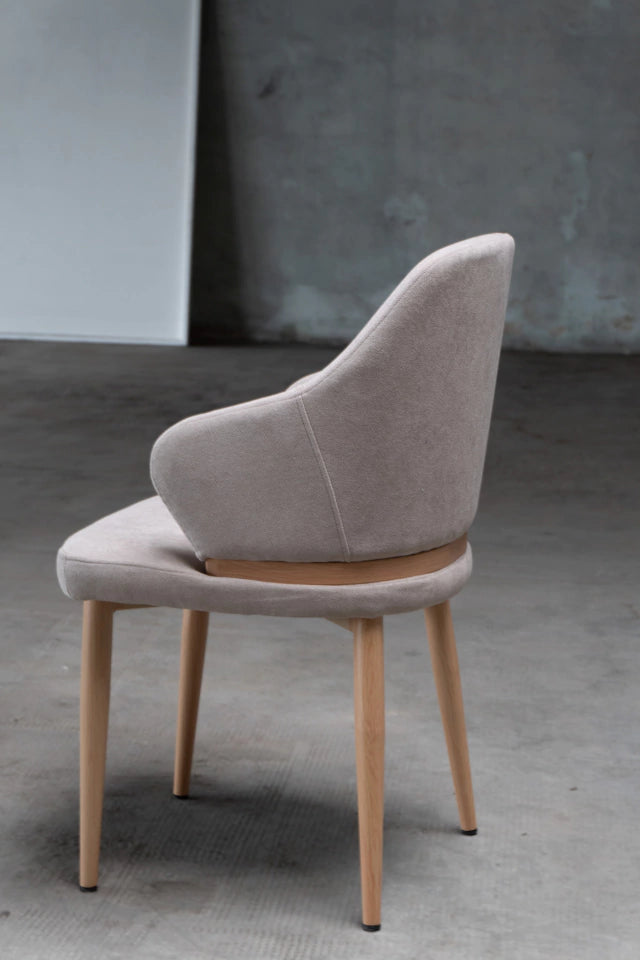 Silla Alani Taupe Base Madera
