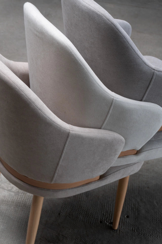 Silla Alani Taupe Base Madera