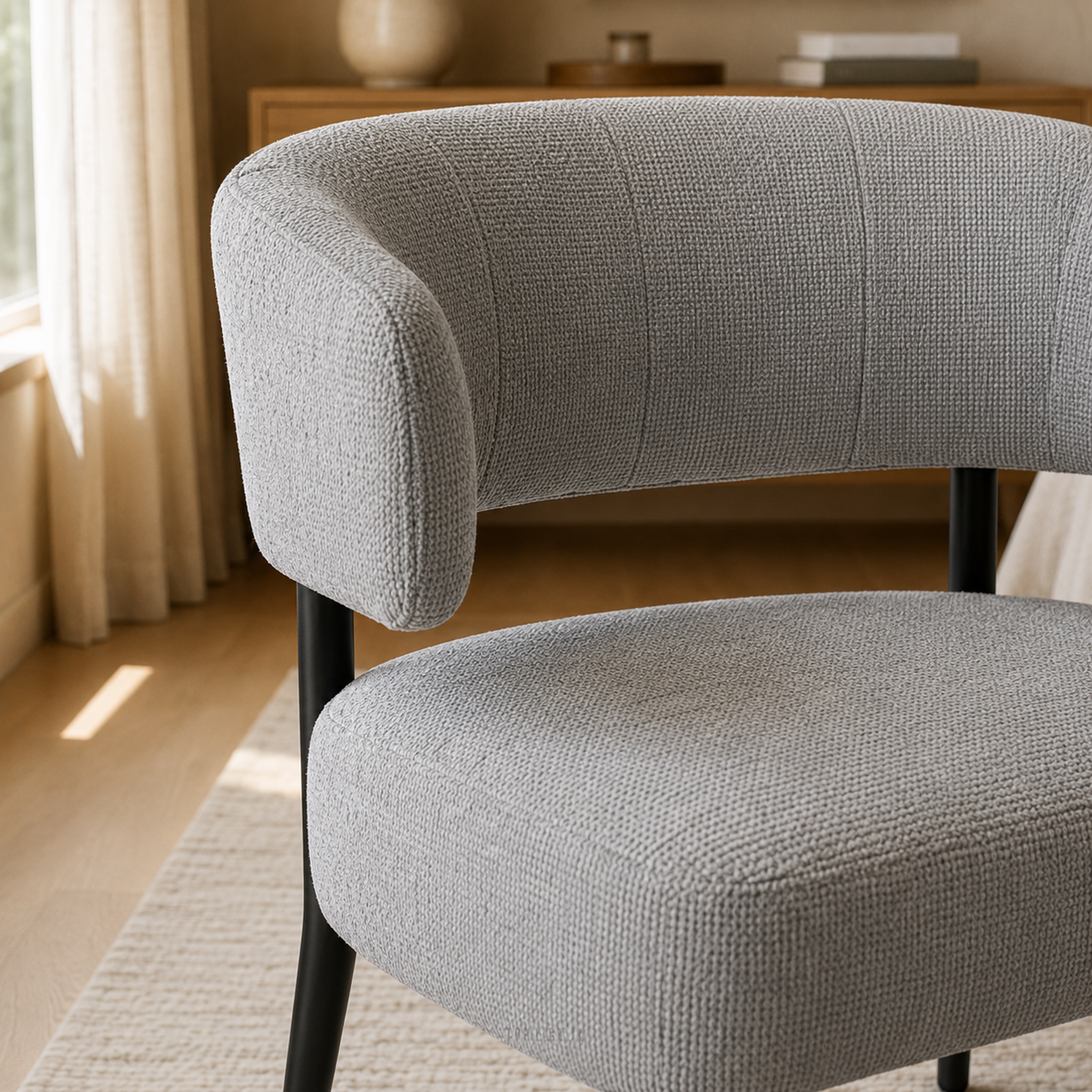 Sillón Bondie Chenille Gris Base Negra