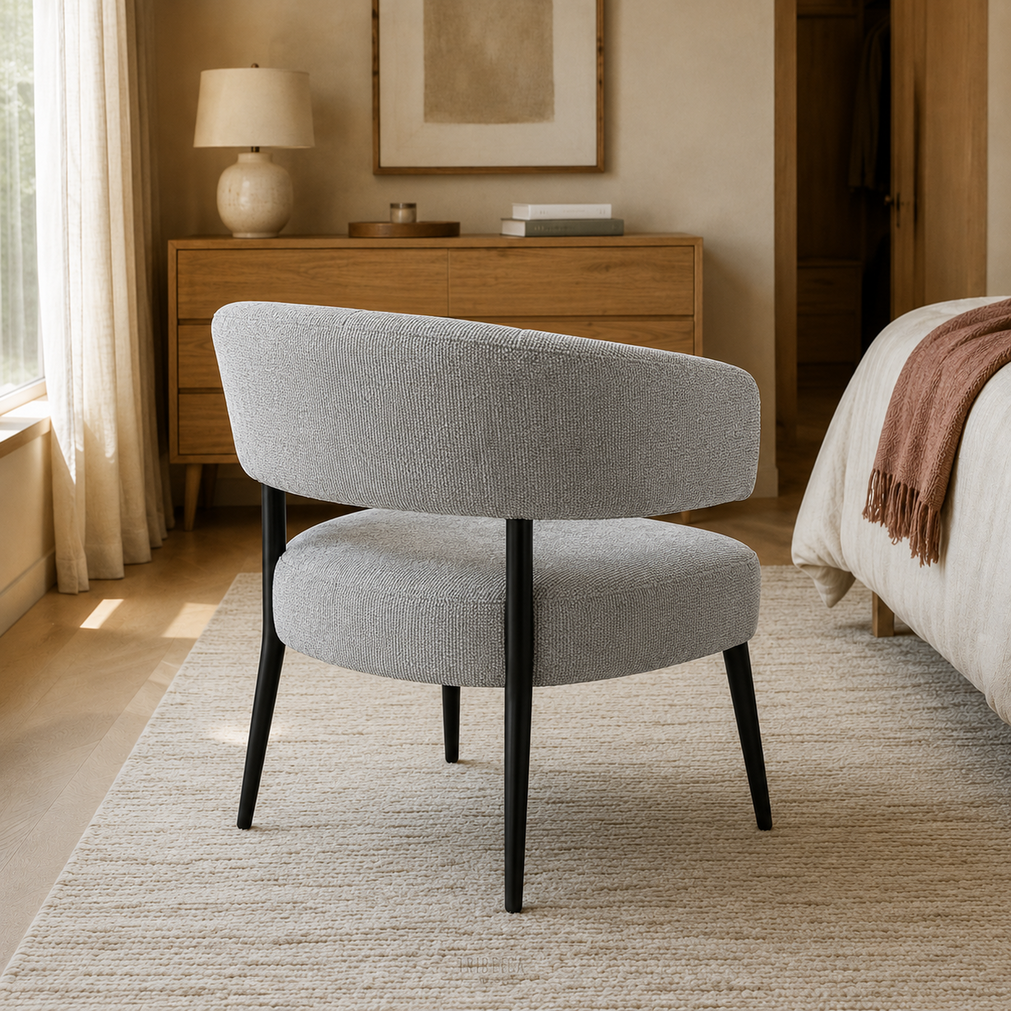 Sillón Bondie Chenille Gris Base Negra