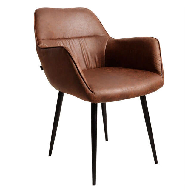 Silla Selene Ecocuero Dark Brown Base Negra