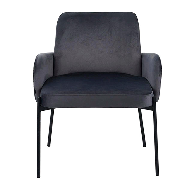 Sillón Londres Pana Gris Oscuro Base Negra