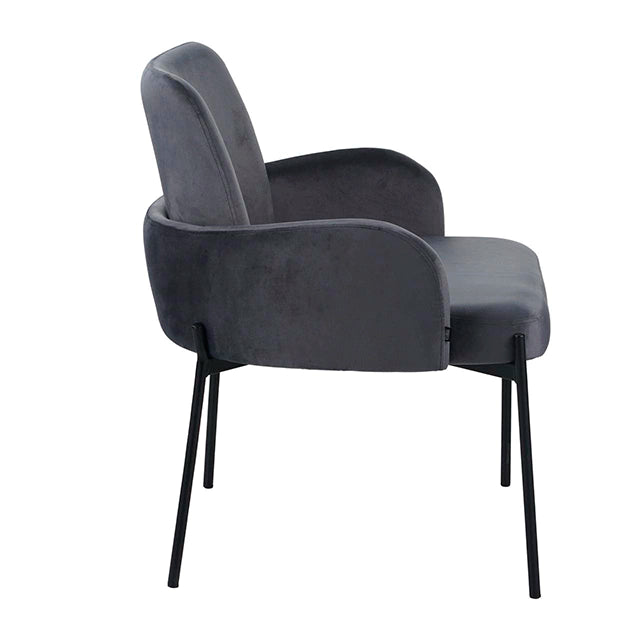 Sillón Londres Pana Gris Oscuro Base Negra