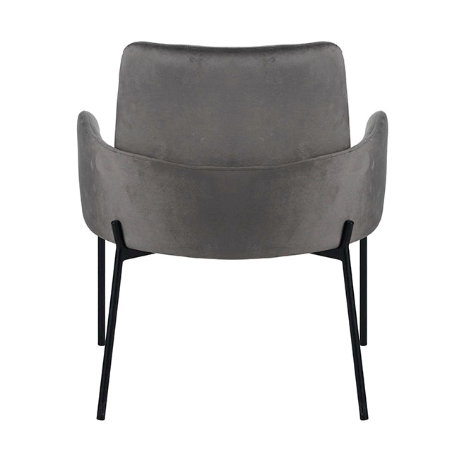 Sillón Londres Pana Gris Claro Base Negra