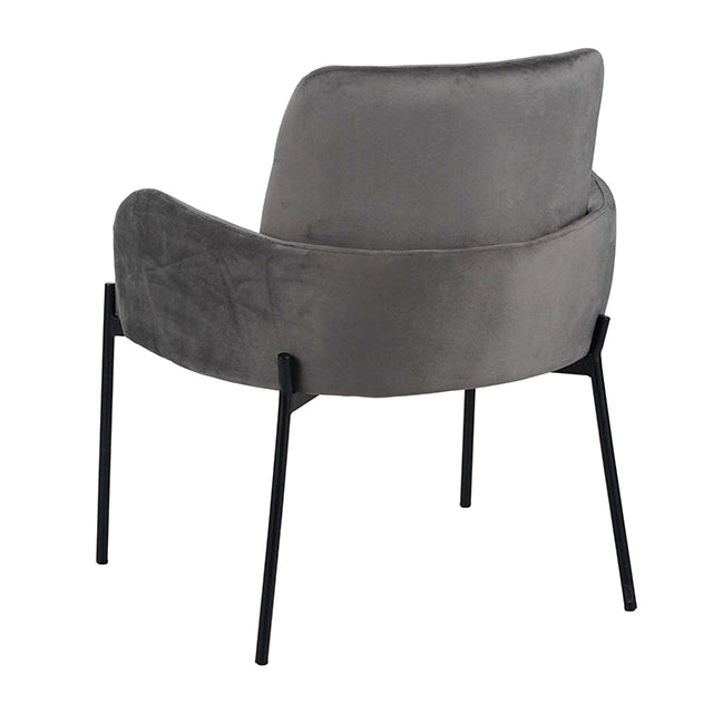 Sillón Londres Pana Gris Claro Base Negra