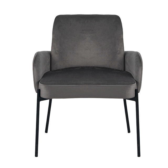 Sillón Londres Pana Gris Claro Base Negra
