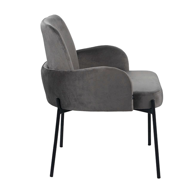 Sillón Londres Pana Gris Claro Base Negra