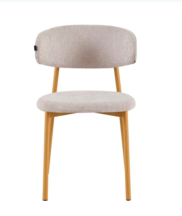 Silla Zuno Gris Claro Chenille Base Natural