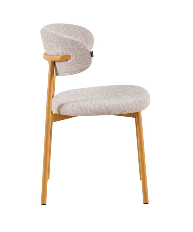 Silla Zuno Gris Claro Chenille Base Natural