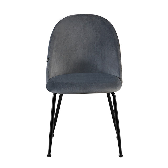 Silla Venecia Matelasse Gris Oscuro Pana Base Negra