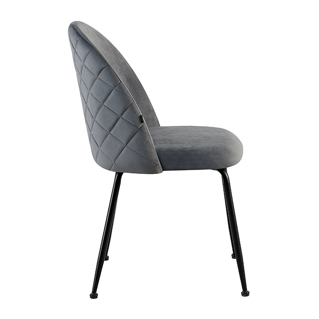 Silla Venecia Matelasse Gris Oscuro Pana Base Negra