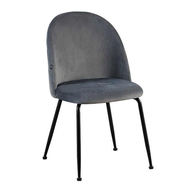 Silla Venecia Matelasse Gris Oscuro Pana Base Negra