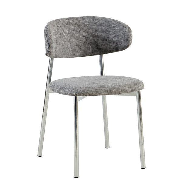 Silla Zuno Chenille Gris Oscuro Base Cromo