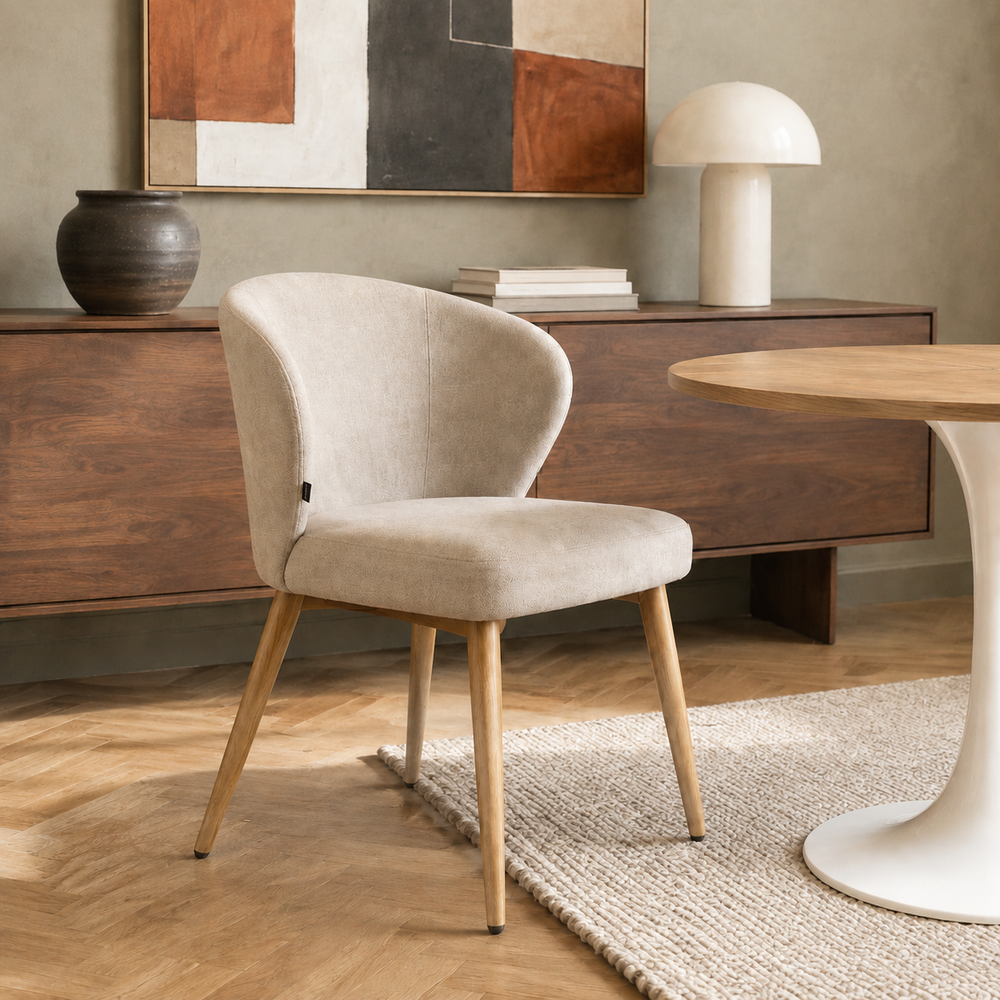 Silla Mónaco Taupe Base Natural