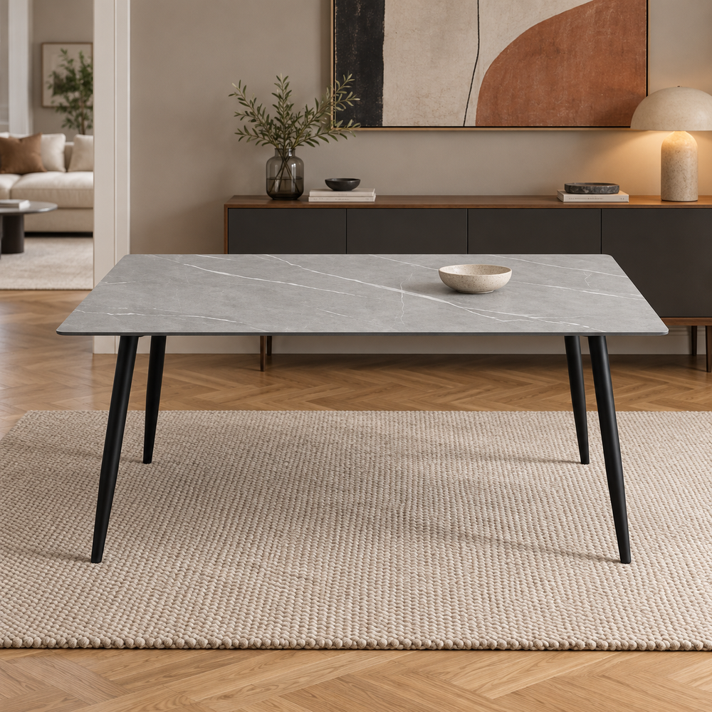 Mesa Aira Marquina Gris Mate Base Negra