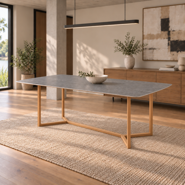 Mesa Luke Gris Marquina Base Natural