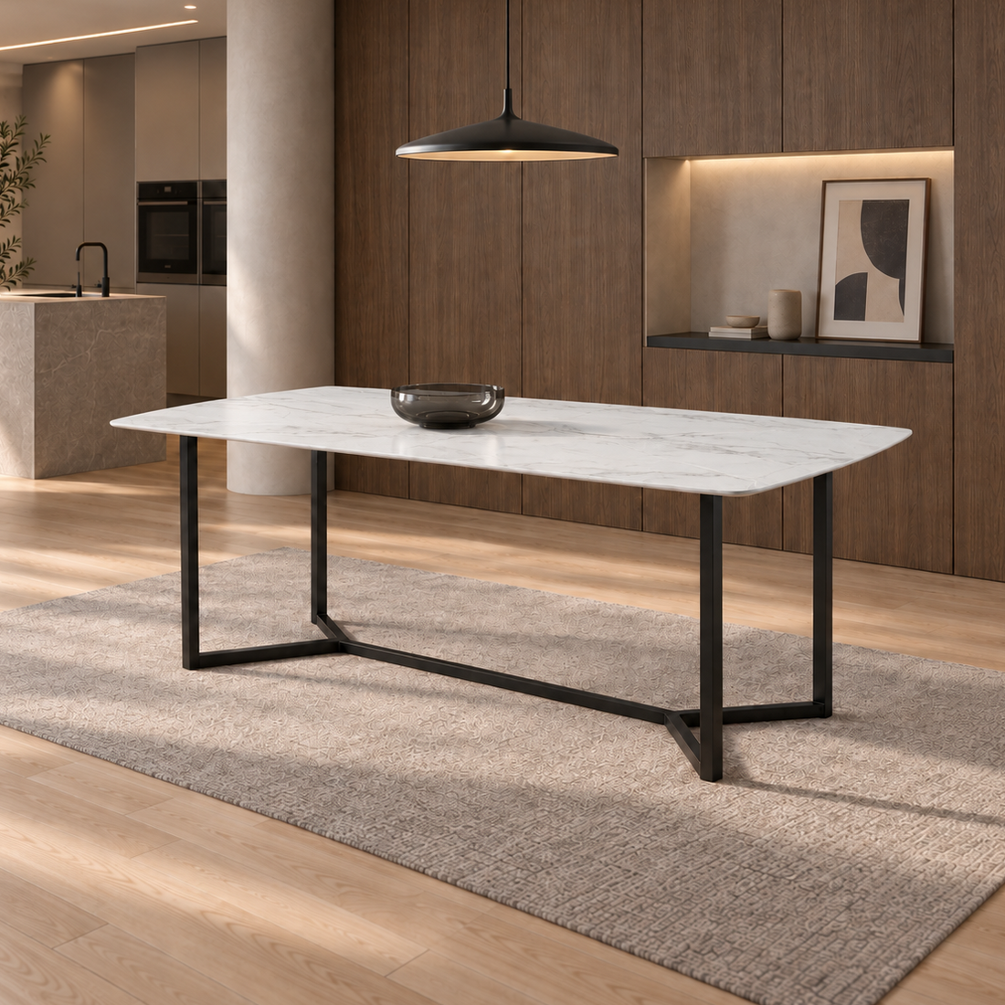 Mesa Luke Marmol Blanco Base Negra