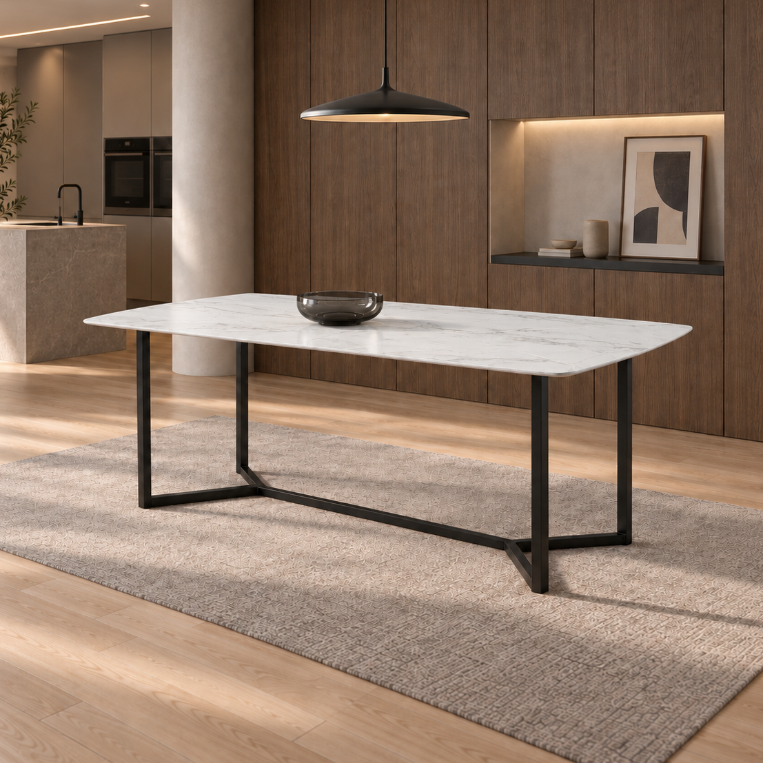 Mesa Luke Marmol Blanco Base Negra