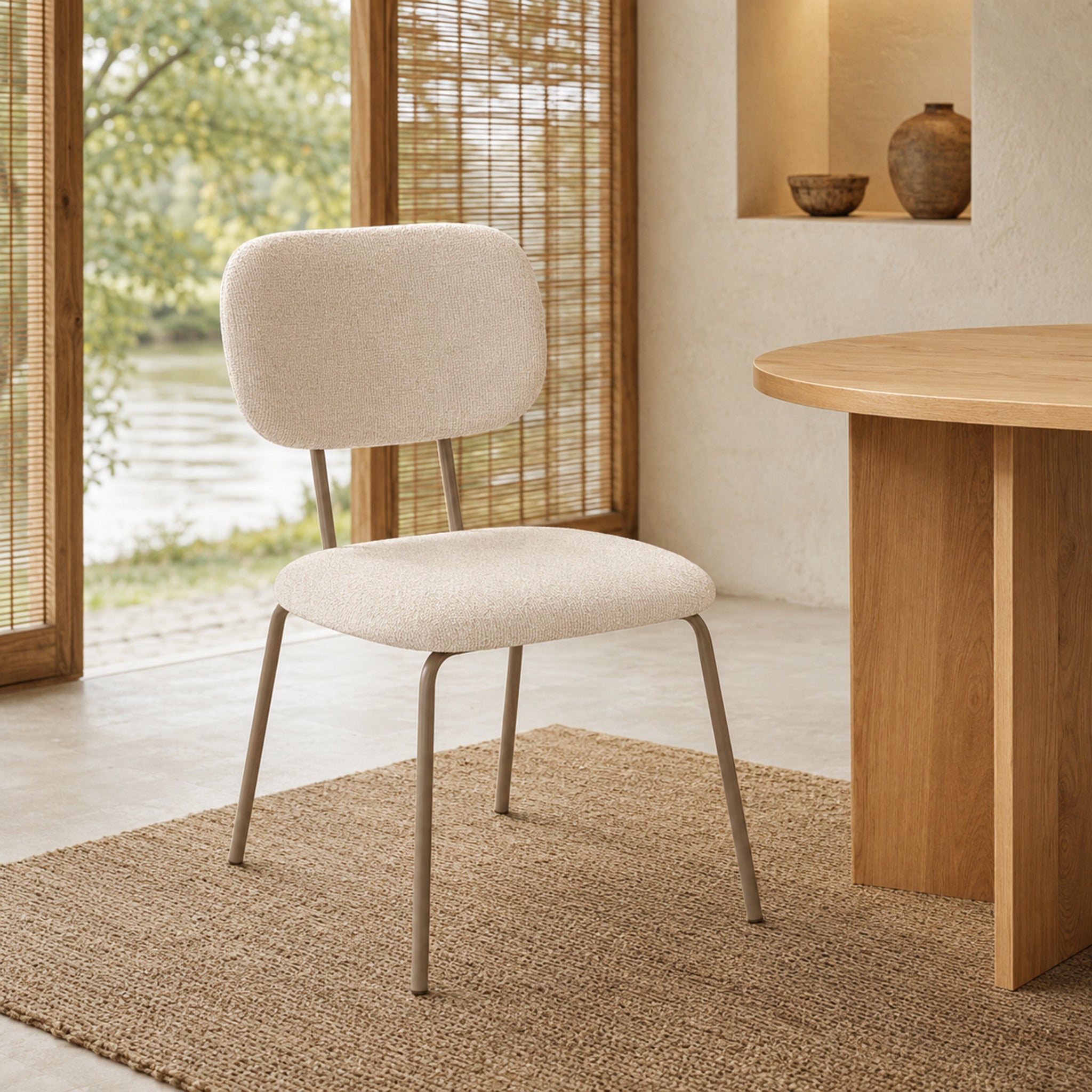 Silla Denver Chenille Beige Base Capuccino