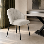 Silla Dublin Chenille Gris Claro Base Negra