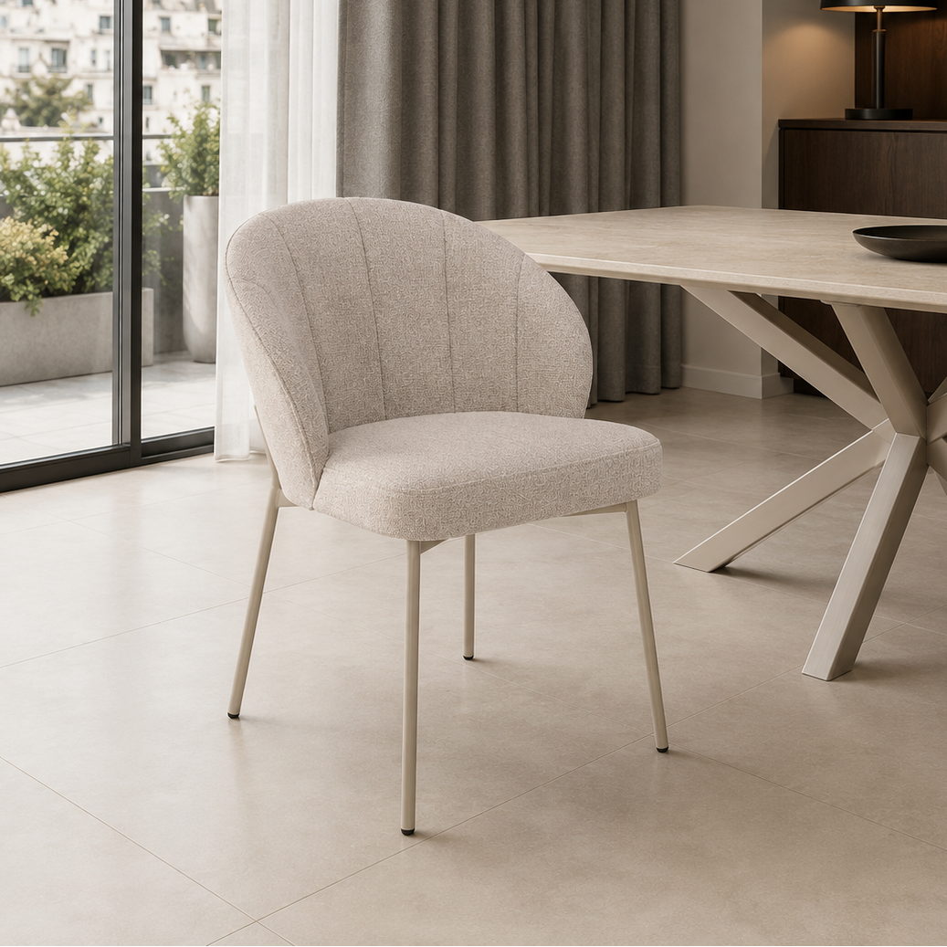 Silla Dublin Chenille Taupe Base Capuccino