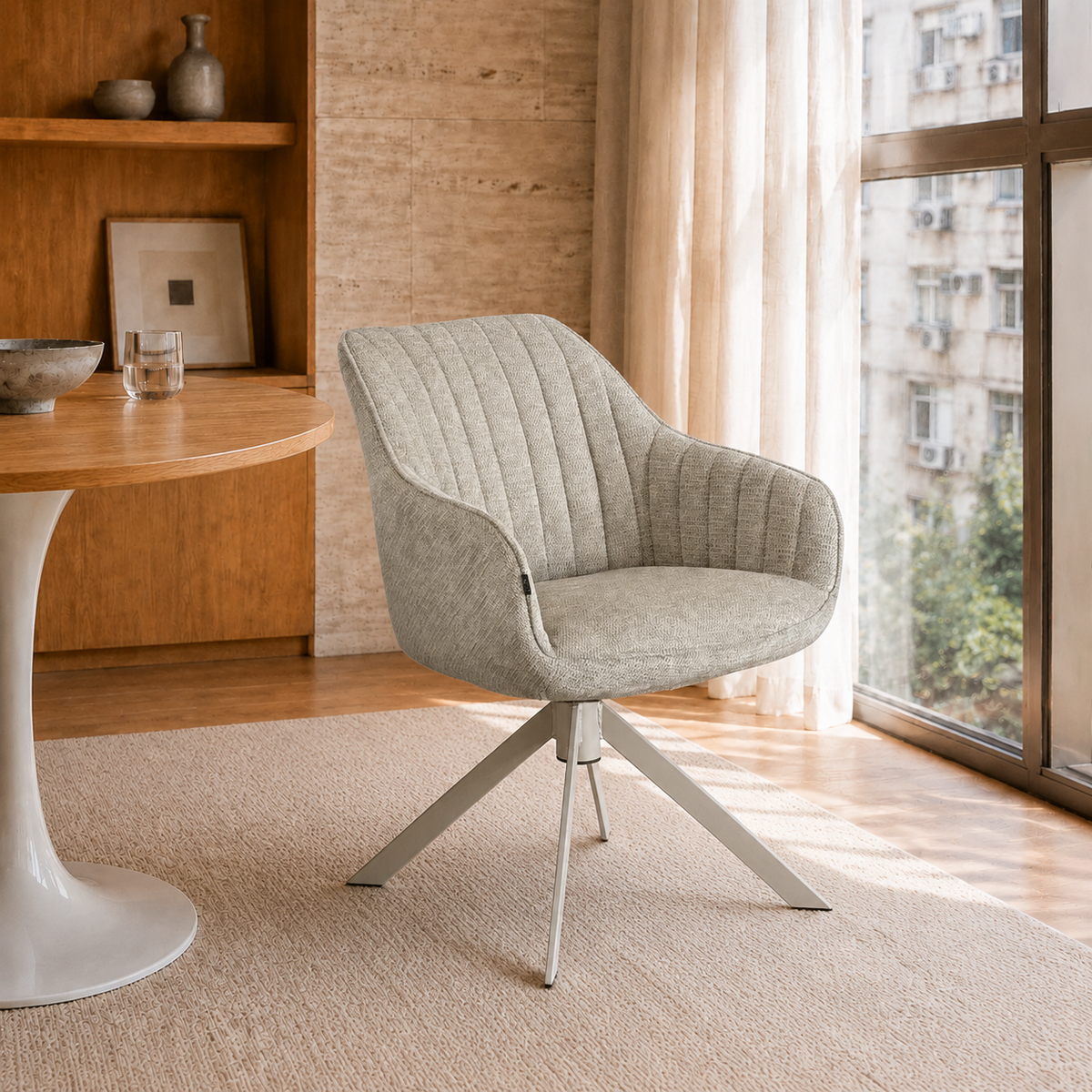 Sillón Abades Gris Claro Base Capuccino