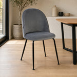 Silla Venecia Matelasse Gris Oscuro Pana Base Negra