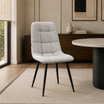 Silla Victoria Chenille Gris Claro Base Negra