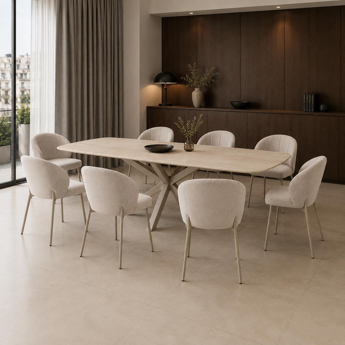 Silla Dublin Chenille Taupe Base Capuccino
